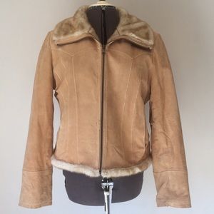 Guess Tan Suede Faux Fur Coat